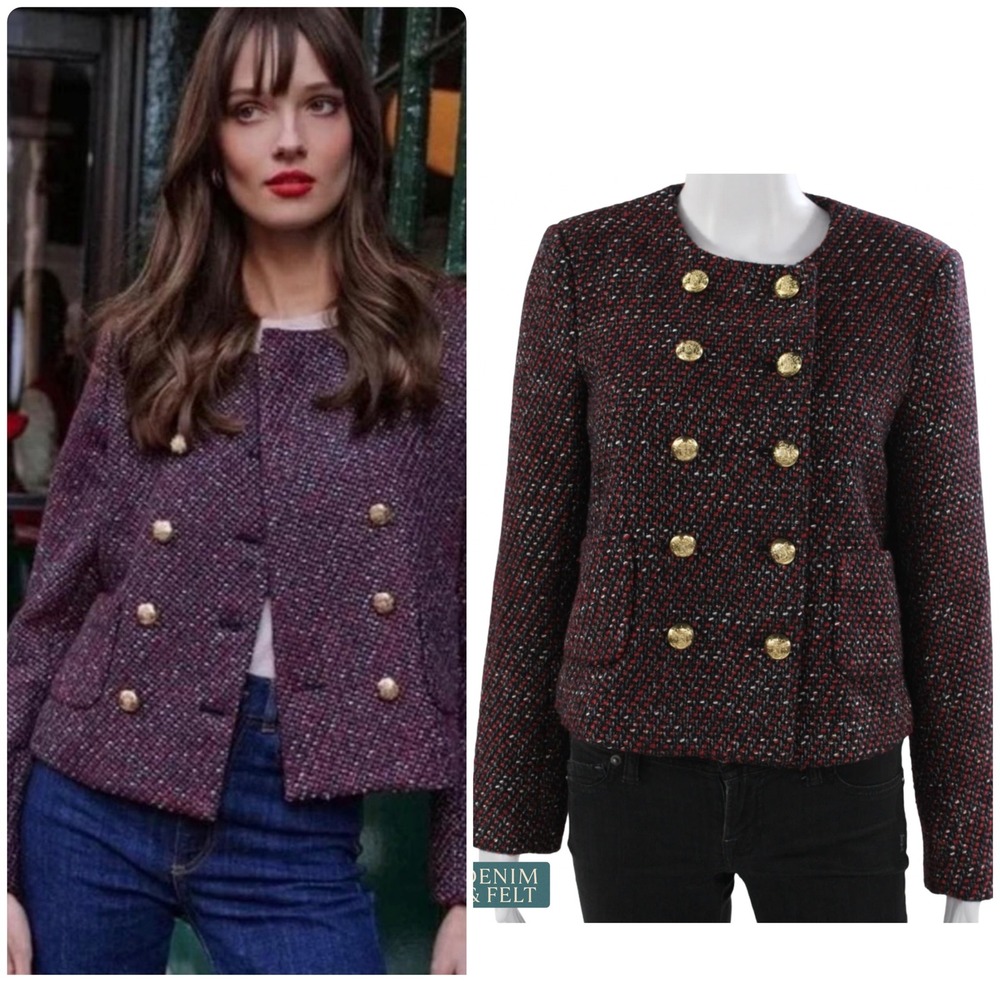 Tuckernuck Red Blue Tweed Marais Jacket Gold Double Breasted Blazer Workwear